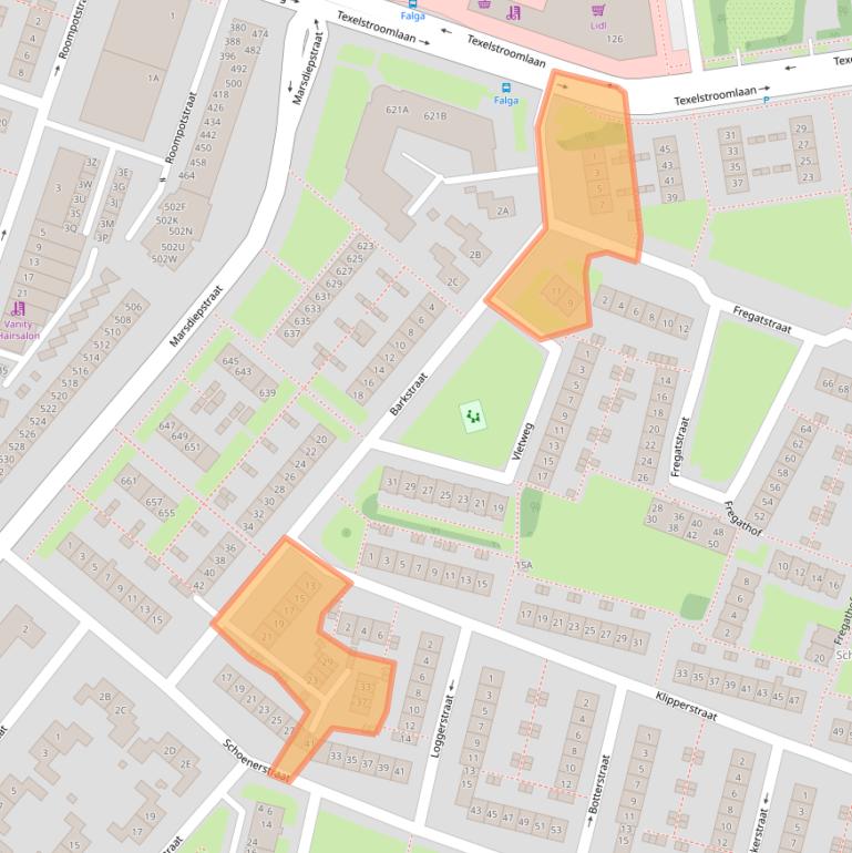Kaart van postcodegebied 1784KC.