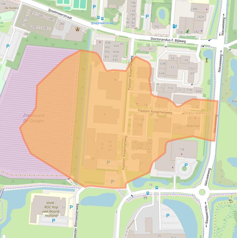 Kaart van postcodegebied 1784NX.