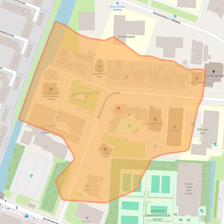 Kaart van postcodegebied 1784NZ.