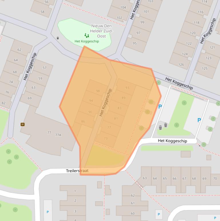 Kaart van postcodegebied 1784SJ.