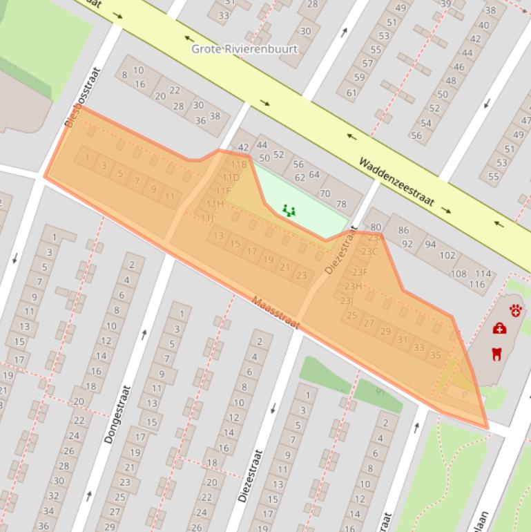 Kaart van postcodegebied 1784XA.