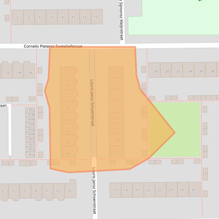 Kaart van postcodegebied 1785CE.