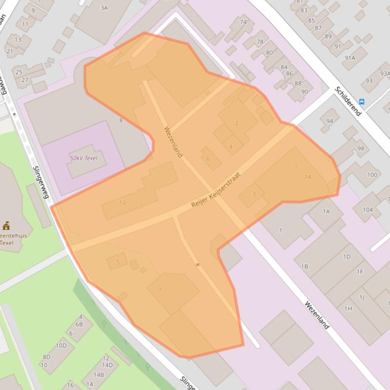 Kaart van postcodegebied 1791AX.