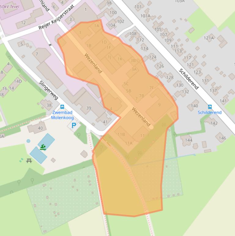 Kaart van postcodegebied 1791AZ.
