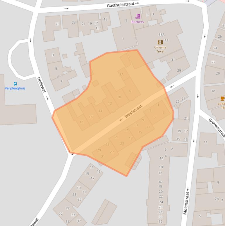 Kaart van postcodegebied 1791CL.