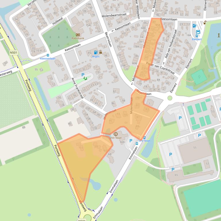 Kaart van postcodegebied 1791DK.