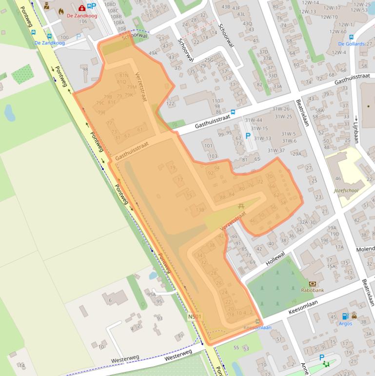Kaart van postcodegebied 1791DS.