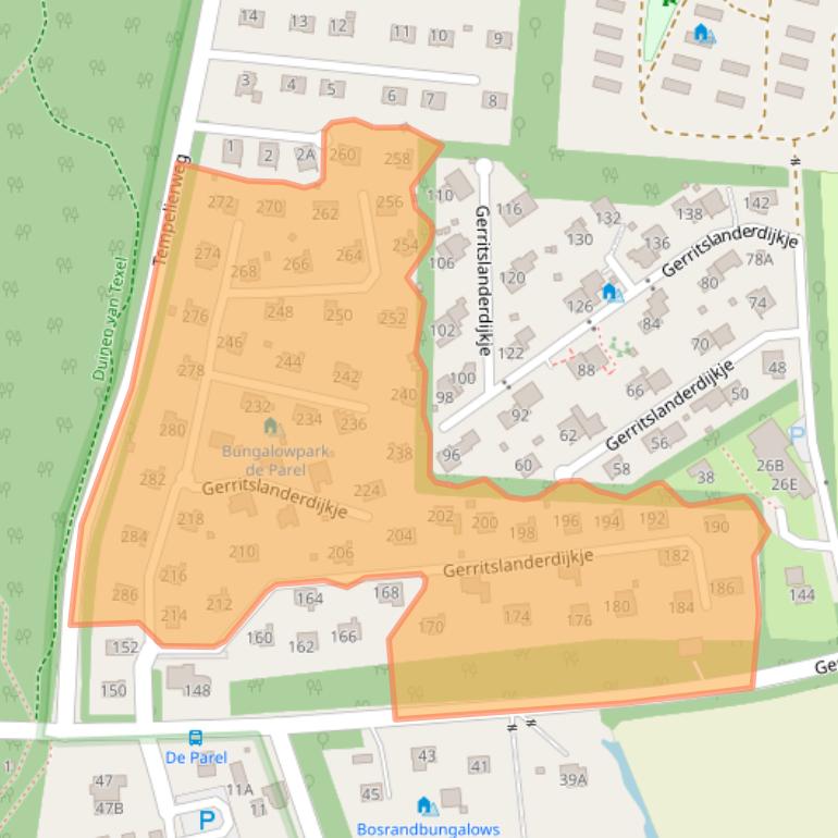 Kaart van postcodegebied 1791NH.