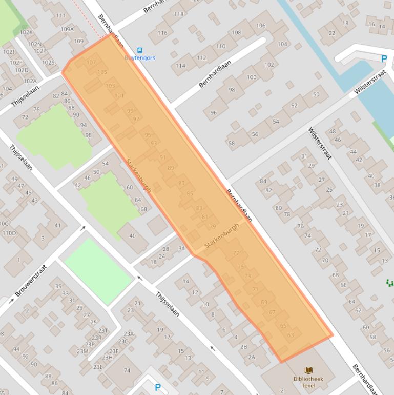 Kaart van postcodegebied 1791XC.