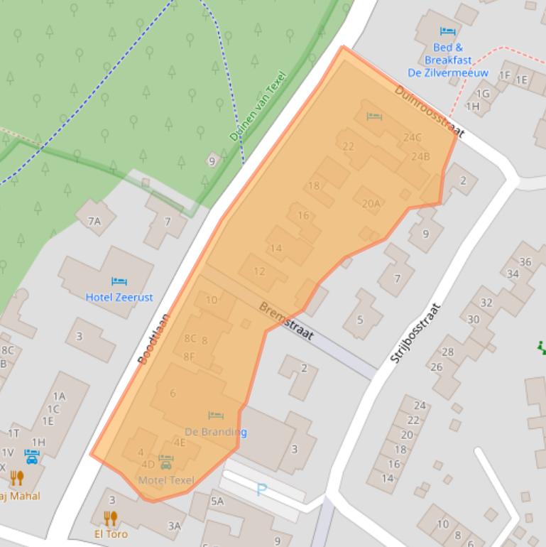 Kaart van postcodegebied 1796BE.