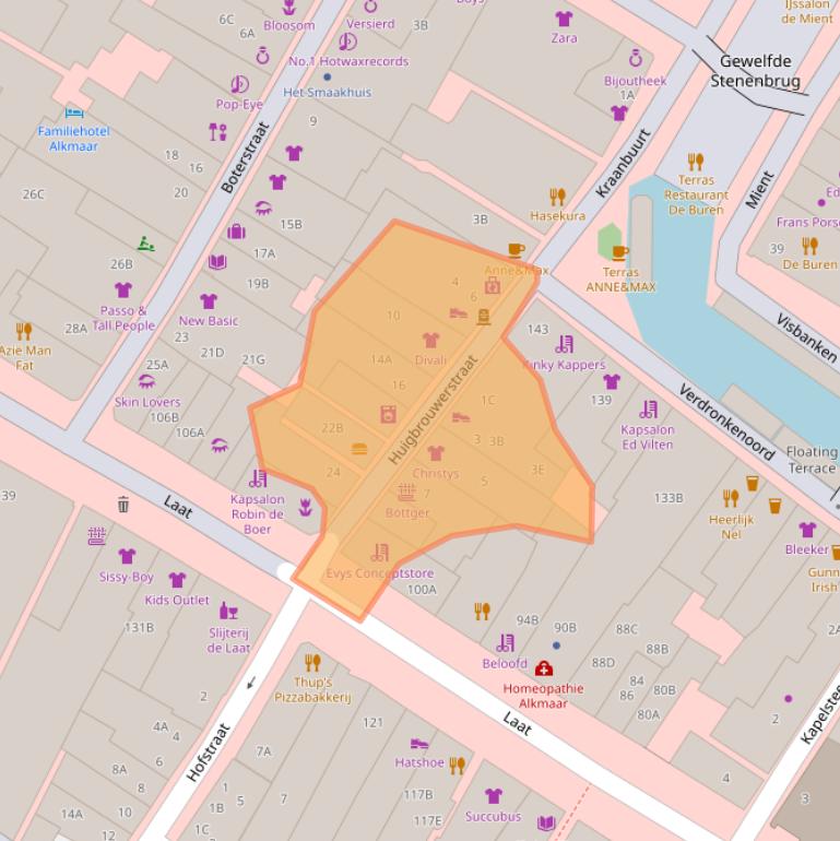 Kaart van postcodegebied 1811BJ.