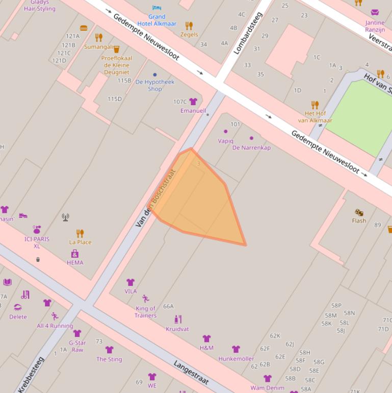 Kaart van postcodegebied 1811KW.