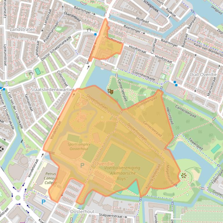 Kaart van postcodegebied 1813AA.