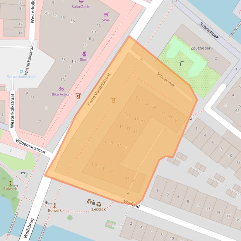Kaart van postcodegebied 1813AC.