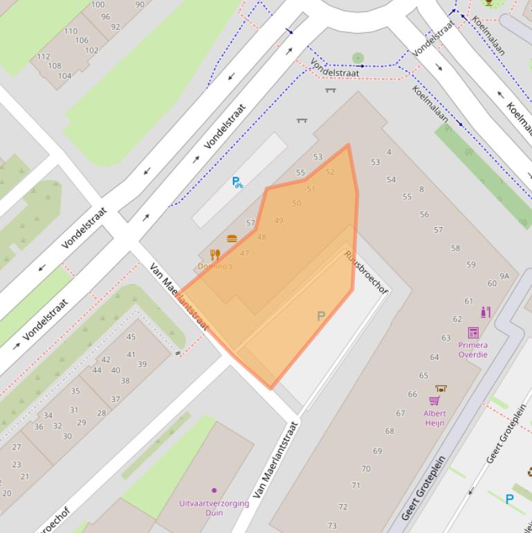 Kaart van postcodegebied 1813BD.