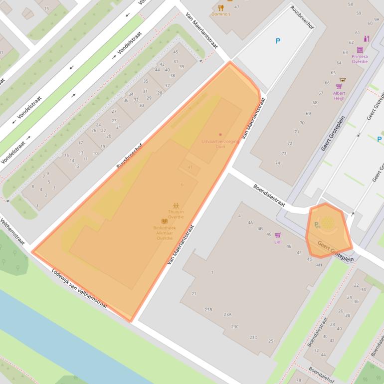 Kaart van postcodegebied 1813BH.