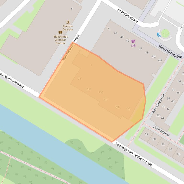 Kaart van postcodegebied 1813BJ.