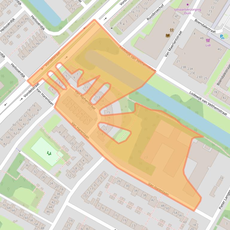Kaart van postcodegebied 1813KE.