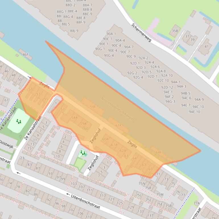 Kaart van postcodegebied 1813SJ.