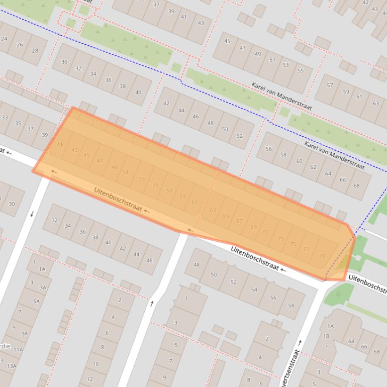 Kaart van postcodegebied 1813TE.