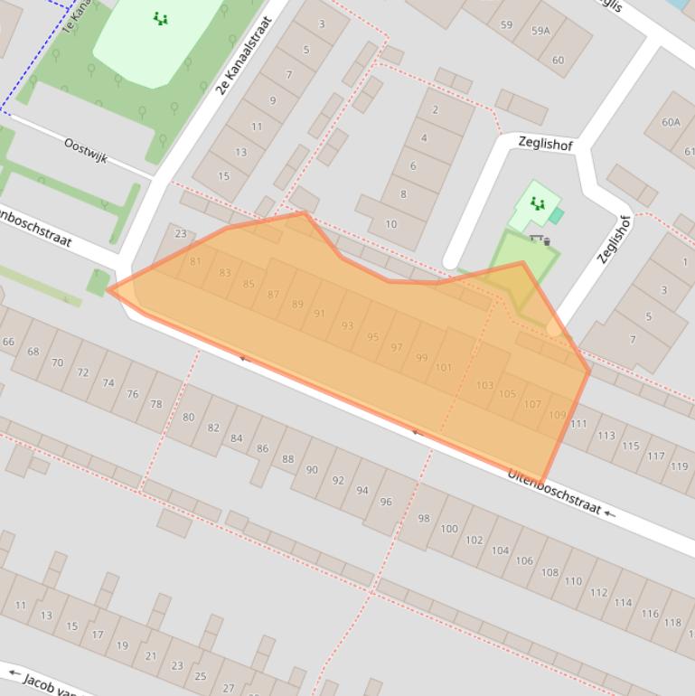 Kaart van postcodegebied 1813TG.