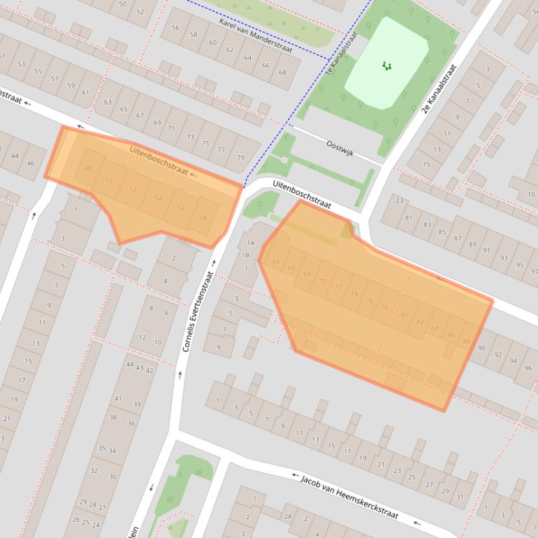 Kaart van postcodegebied 1813TK.