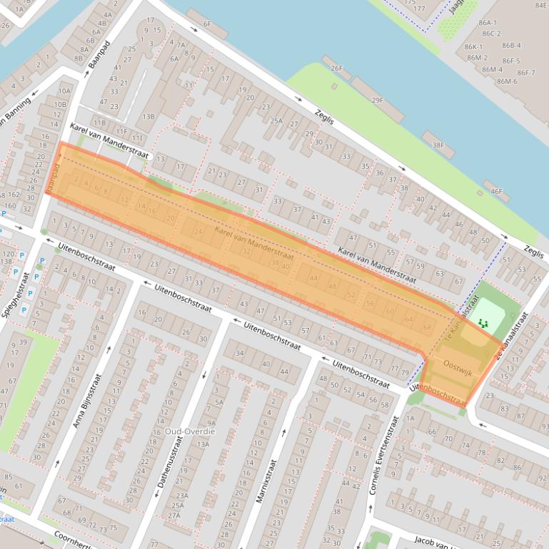 Kaart van postcodegebied 1813TZ.