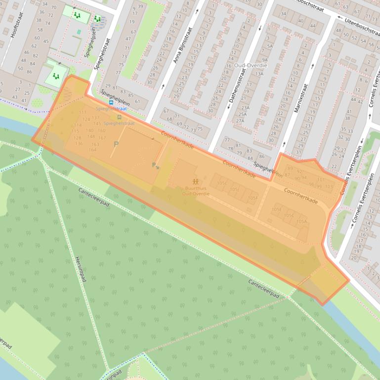 Kaart van postcodegebied 1813VZ.