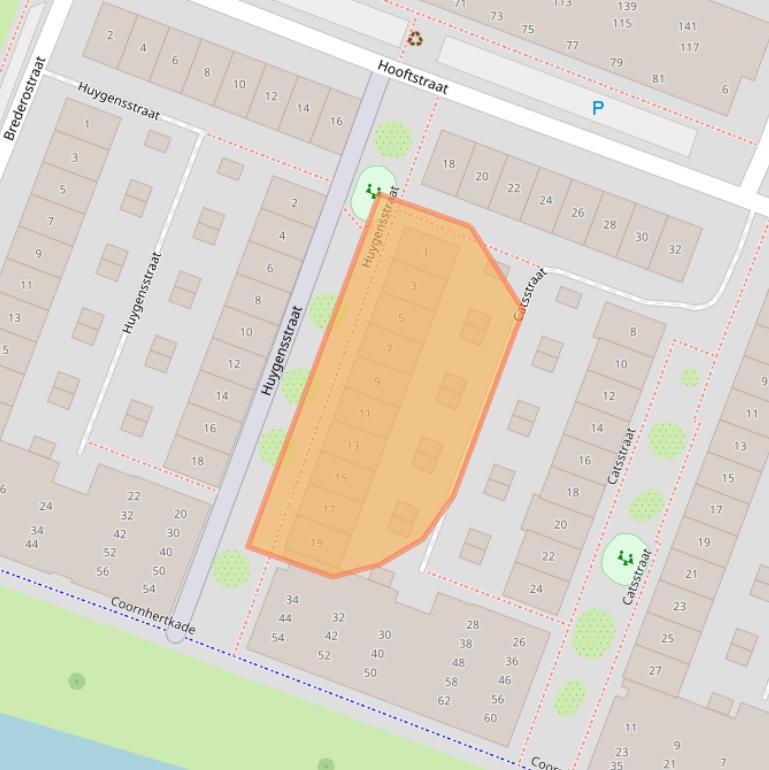 Kaart van postcodegebied 1813XE.