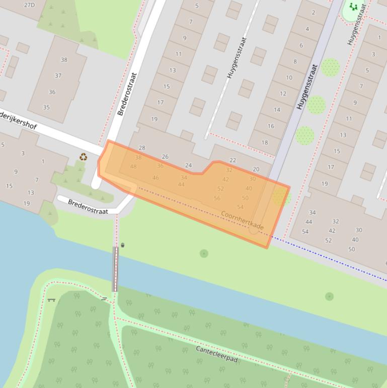 Kaart van postcodegebied 1813XJ.