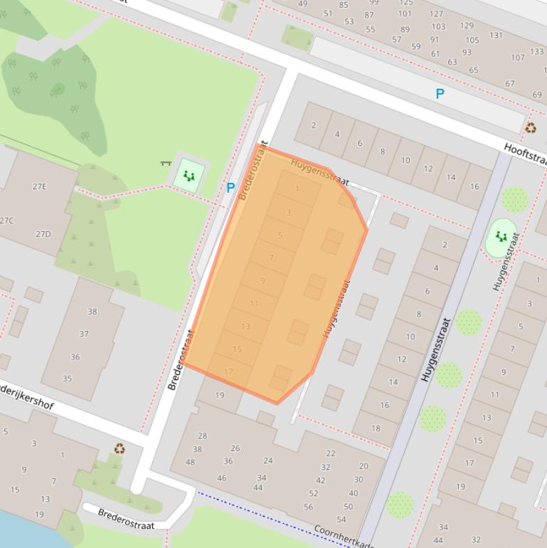 Kaart van postcodegebied 1813XK.