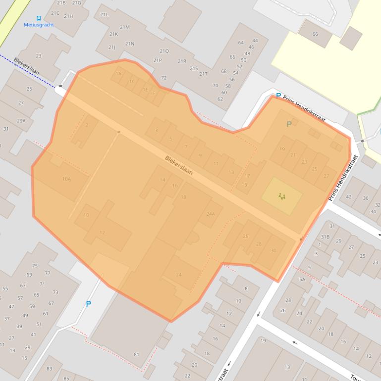 Kaart van postcodegebied 1814EJ.
