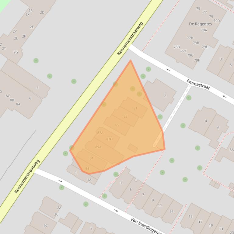 Kaart van postcodegebied 1814GD.