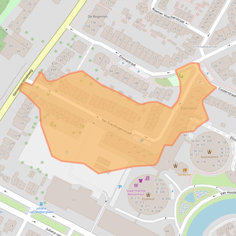 Kaart van postcodegebied 1814HA.