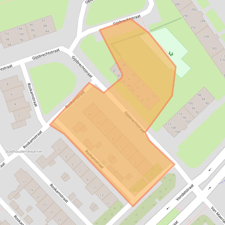 Kaart van postcodegebied 1814LA.