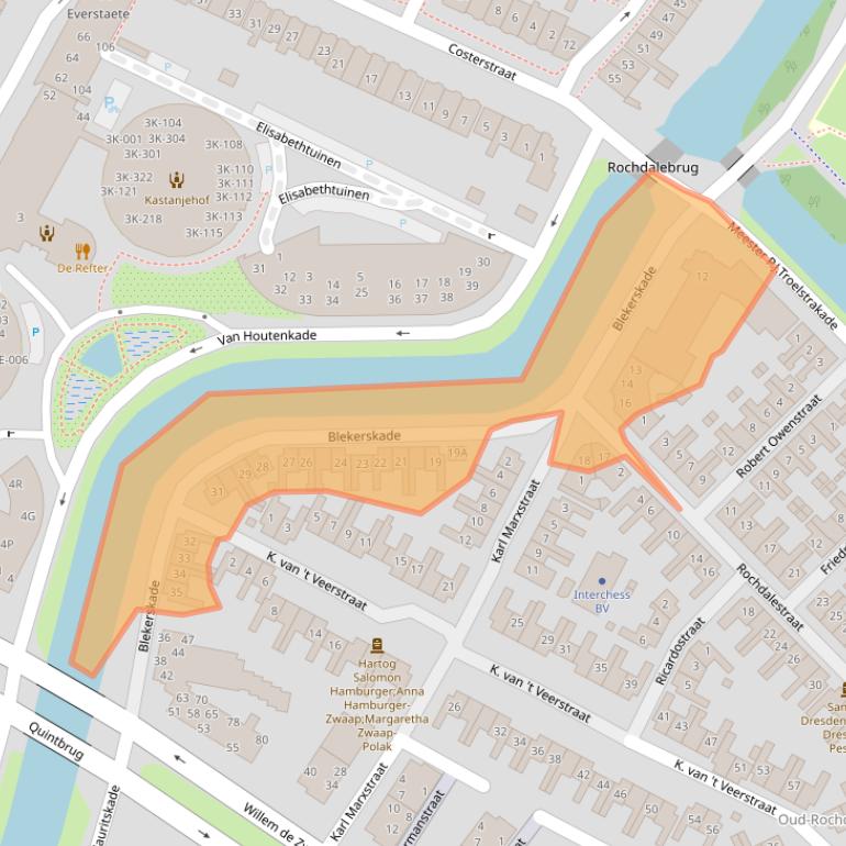 Kaart van postcodegebied 1814TJ.