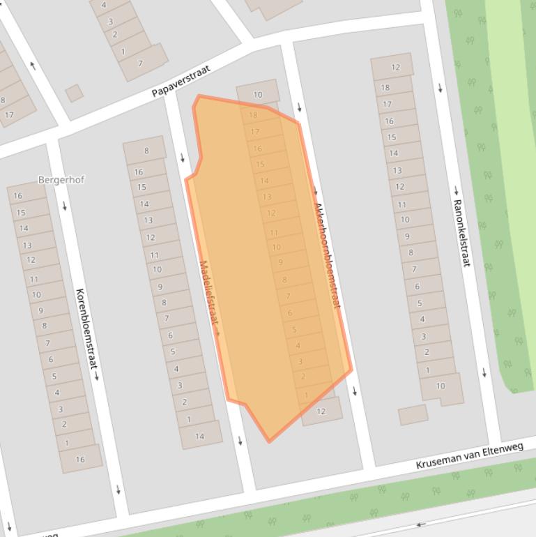 Kaart van postcodegebied 1817CE.