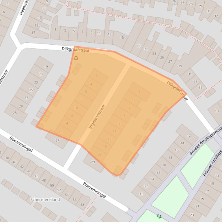 Kaart van postcodegebied 1821AX.