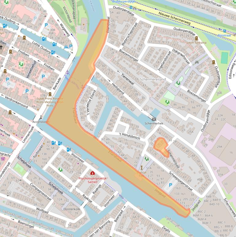 Kaart van postcodegebied 1821BC.