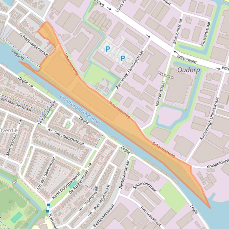 Kaart van postcodegebied 1821BJ.