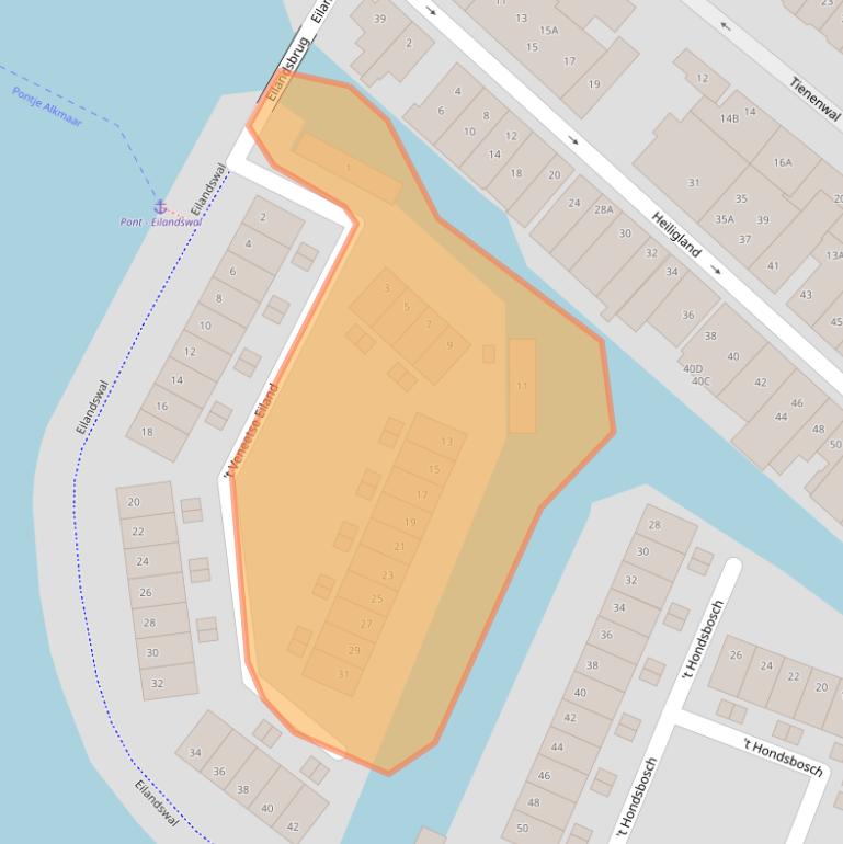 Kaart van postcodegebied 1821CA.