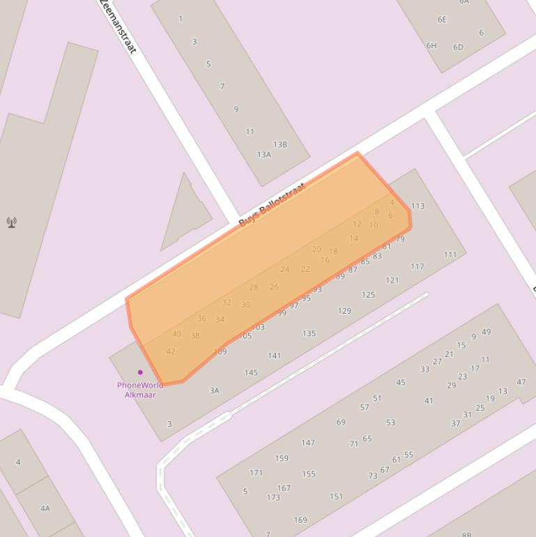 Kaart van postcodegebied 1821EB.