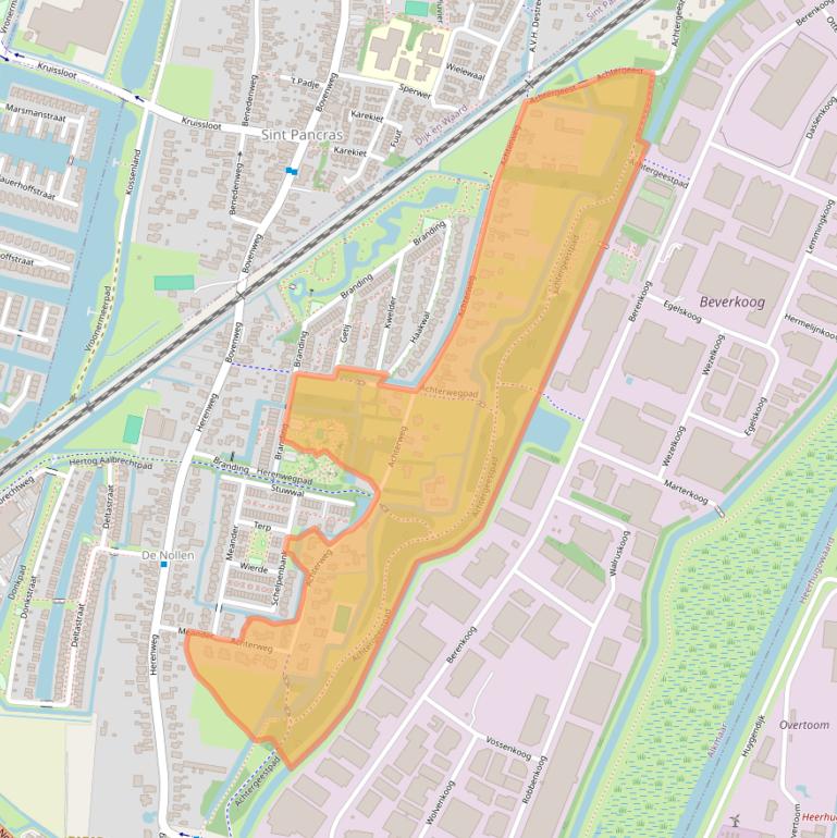 Kaart van postcodegebied 1822AM.