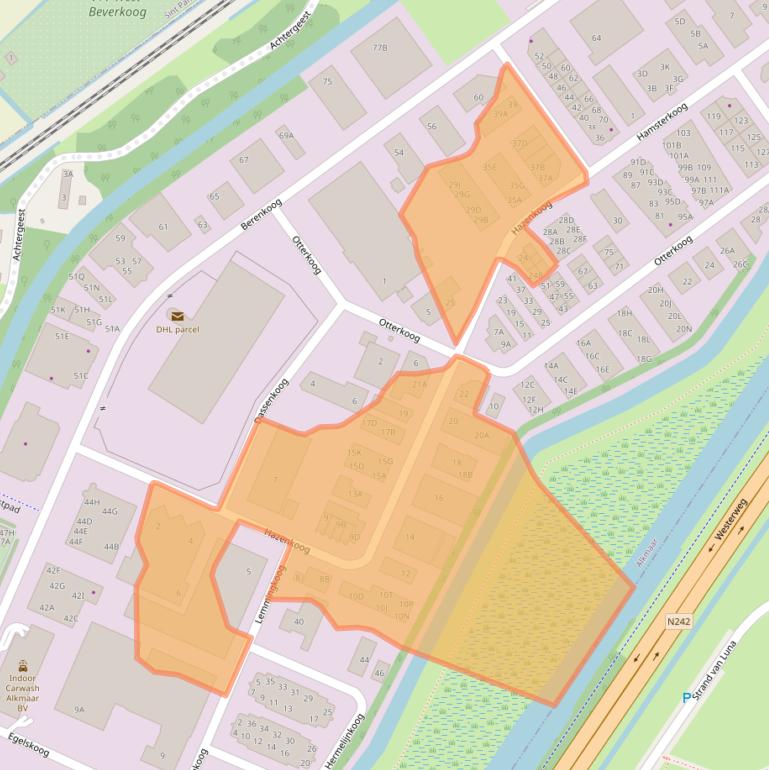 Kaart van postcodegebied 1822BS.