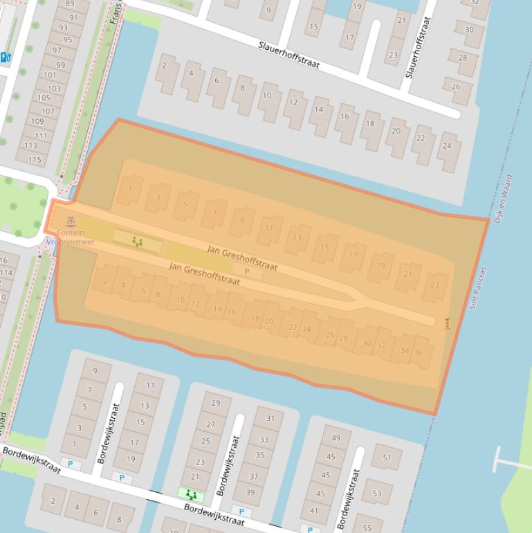 Kaart van postcodegebied 1822JC.