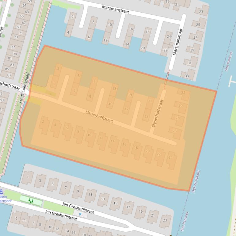 Kaart van postcodegebied 1822JD.