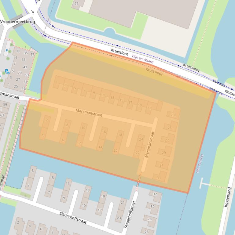 Kaart van postcodegebied 1822JE.