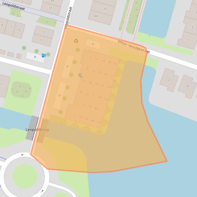 Kaart van postcodegebied 1822KA.