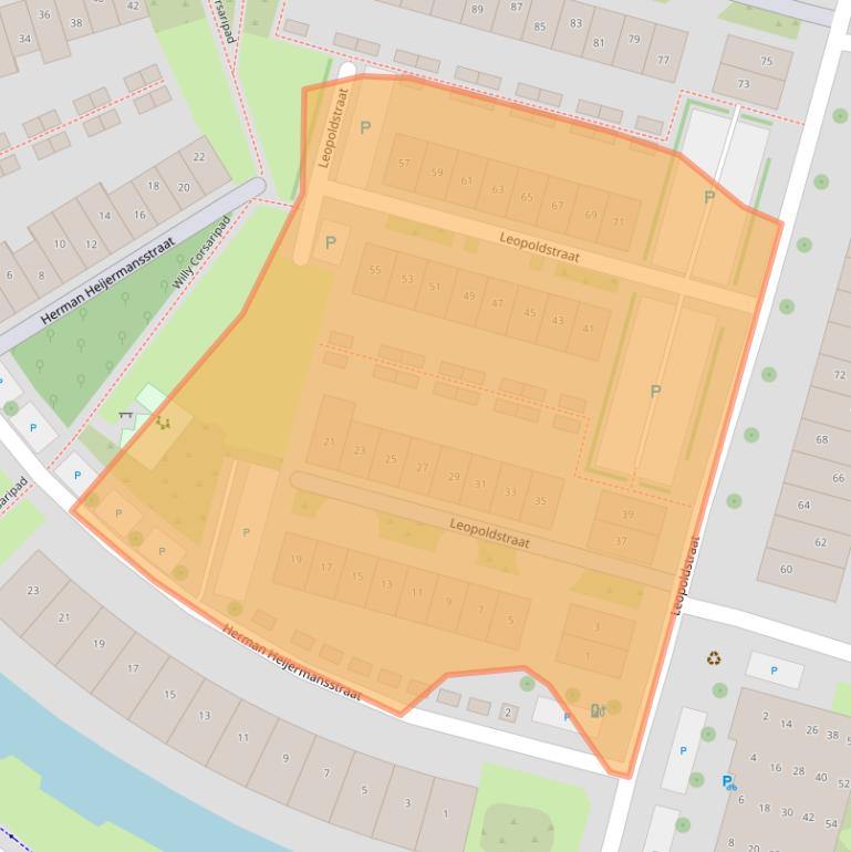 Kaart van postcodegebied 1822KC.