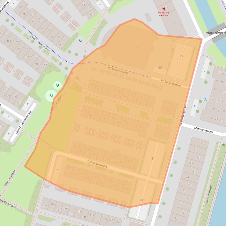 Kaart van postcodegebied 1822KJ.